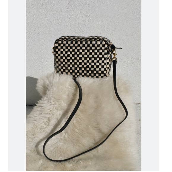 Clare V Handbags - NWT Clare V Crossbody Midi Sac Woven in Checker Black Cream
